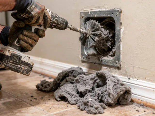 Certified Medway Dryer Vent Cleaning technician performing dryer vent cleaning in Medway