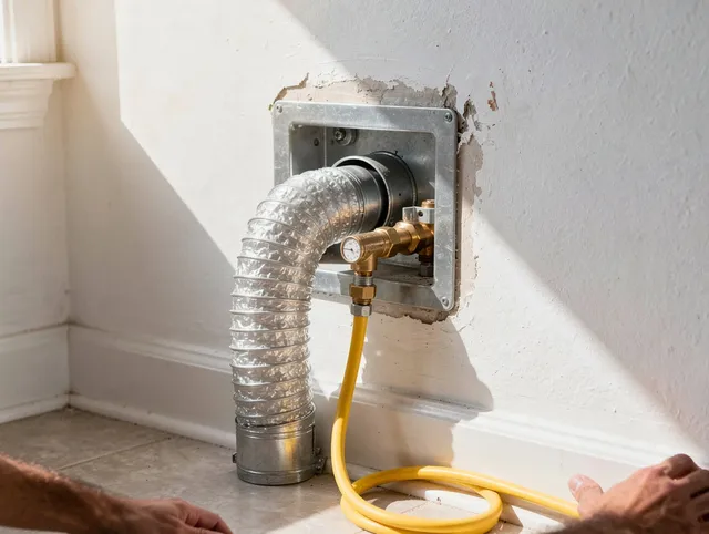 Medway Dryer Vent Cleaning certified technician performing specialized gas dryer vent cleaning in Medway